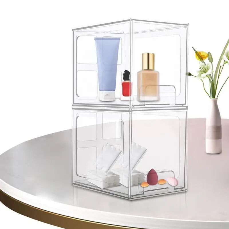 

Vanity Drawer Organizer Clear Tabletop Organization Bin Stackable For Sundries Vanity Organizer Box For Lipsticks Brushes