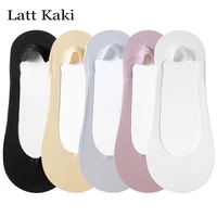 5 pairs womens socks summer new ice silk breathable slippers socks invisible solid color seamless non slip socks ladies comfort
