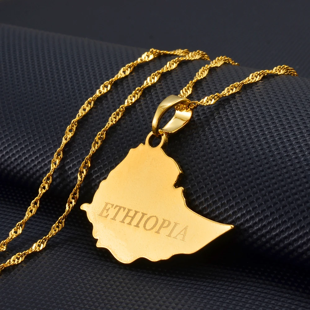 Ожерелье с подвеской в виде карты Эфиопии от Anniyo золотой цвет эфиопские
