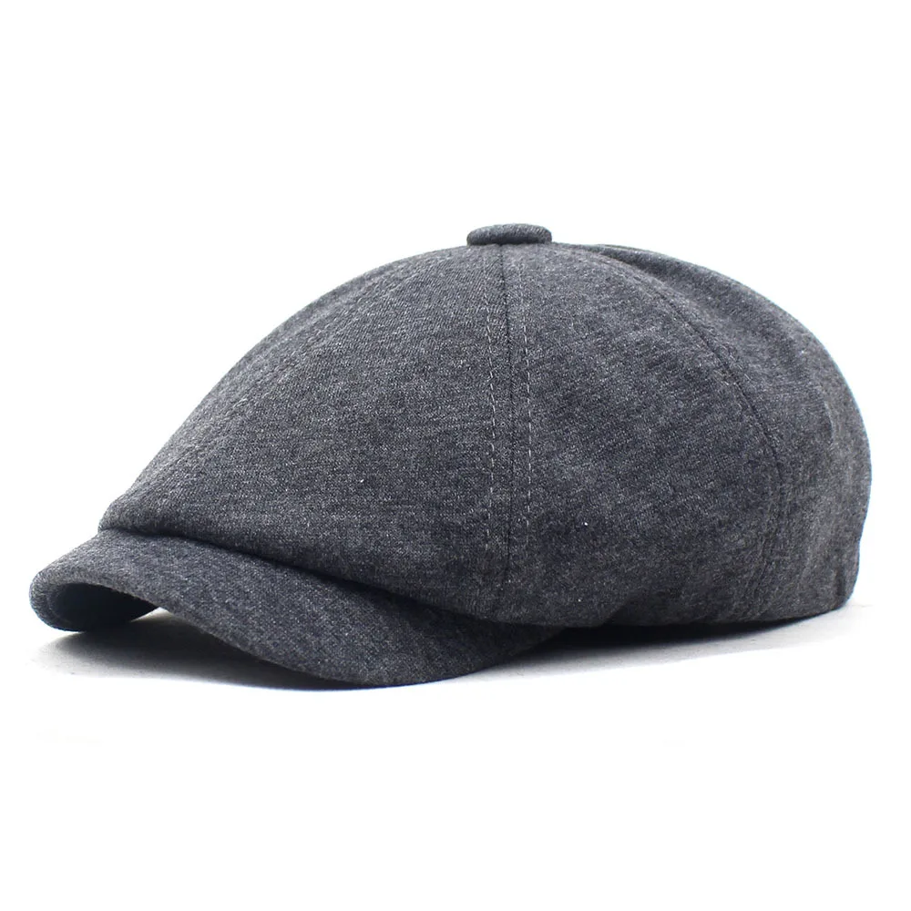 

Men's Casual British Hat Solid Color Cotton Beret Autumn And Winter Warm Hat Elderly Hat Curved Brim Peaked Cap Forward Hat