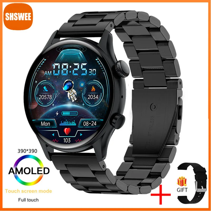 

For Huawei Xiaomi NFC Smartwatch Men AMOLED 390*390 HD Screen Always display the time Bluetooth Call IP68 Waterproof Smart Watch