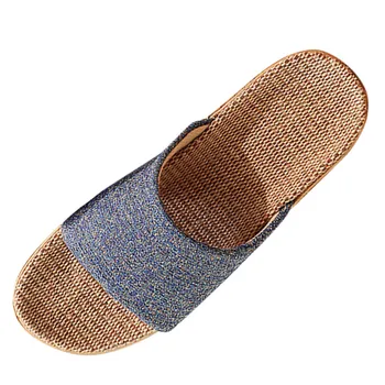 Men'S Fashion Casual Slip On Linen Slides Indoor Home Slippers Beach Shoes Shoes For Women Zapatos Mujer тапочки Chaussons 1
