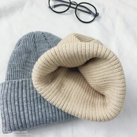 2022 new couple knitted wool cap light plate pullover hat for unisex solid hat female beanie caps warmer bonnet men casual cap