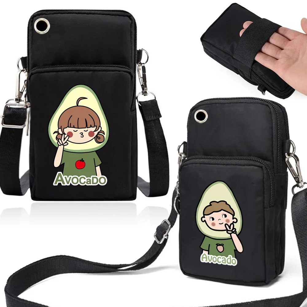 

Universal Shoulder Mobile Phone Bag for Apple Samsung Huawei Xiaomi Avocado Pattern Shoulder Bags Wallet Outdoor Sport Arm Bags