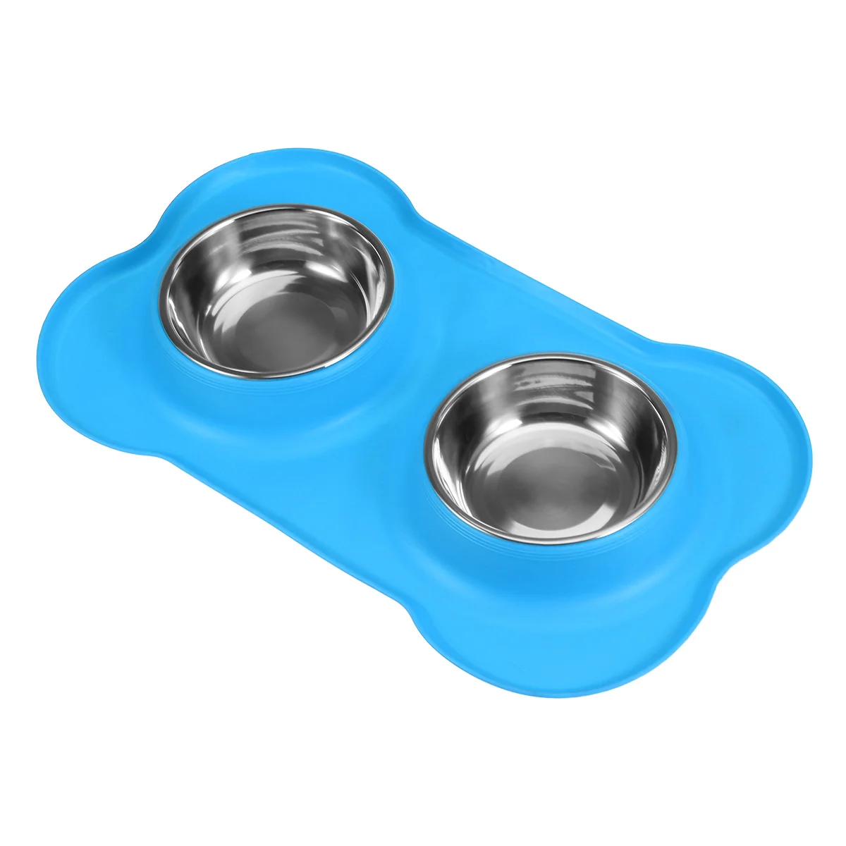 

Double Stainless Steel Food and Water Dog Bowls with Spill Non-Skid Premium Quality Silicone Mat Feeder Best Pet Bowl for