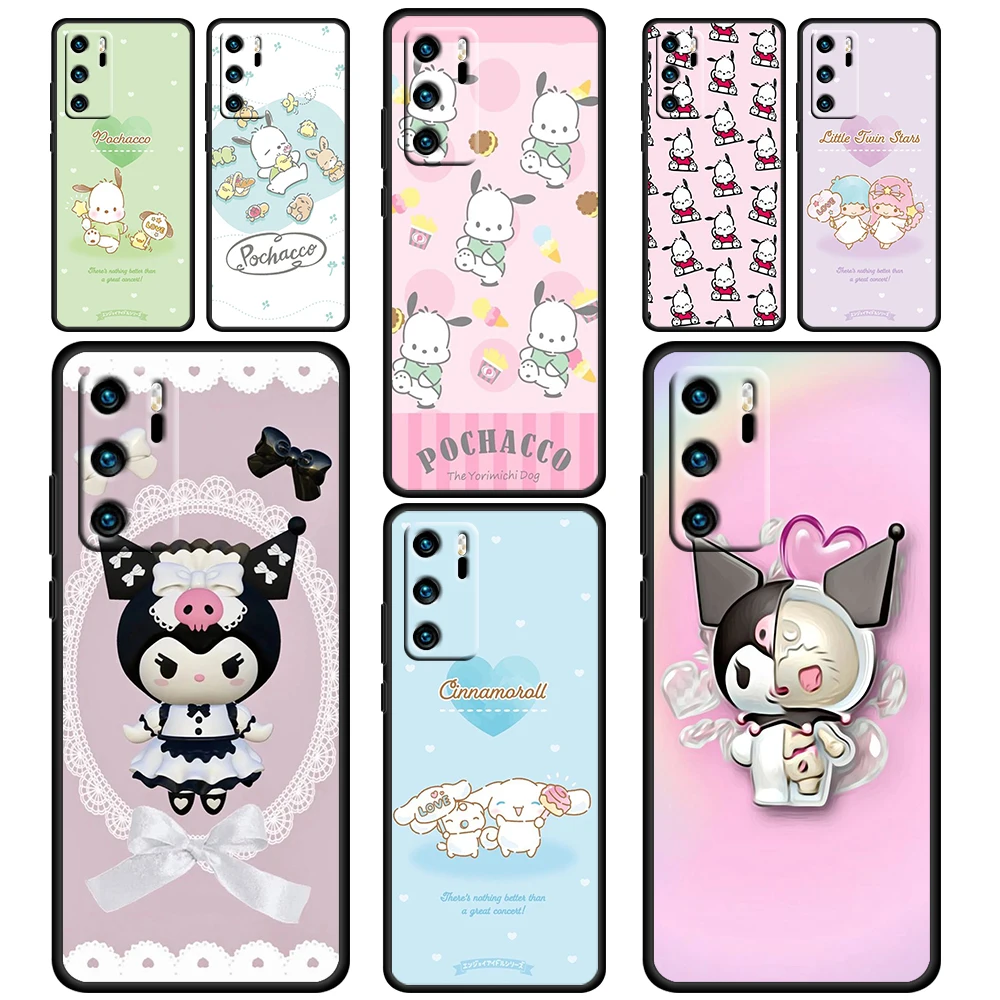 

Anime Sanrio Cinnamoroll Case For Huawei P50 P40 P30 P20 Lite 5G Nova Y70 Plus 9 SE Pro Y9S Soft Black Phone Cover Shell Capa