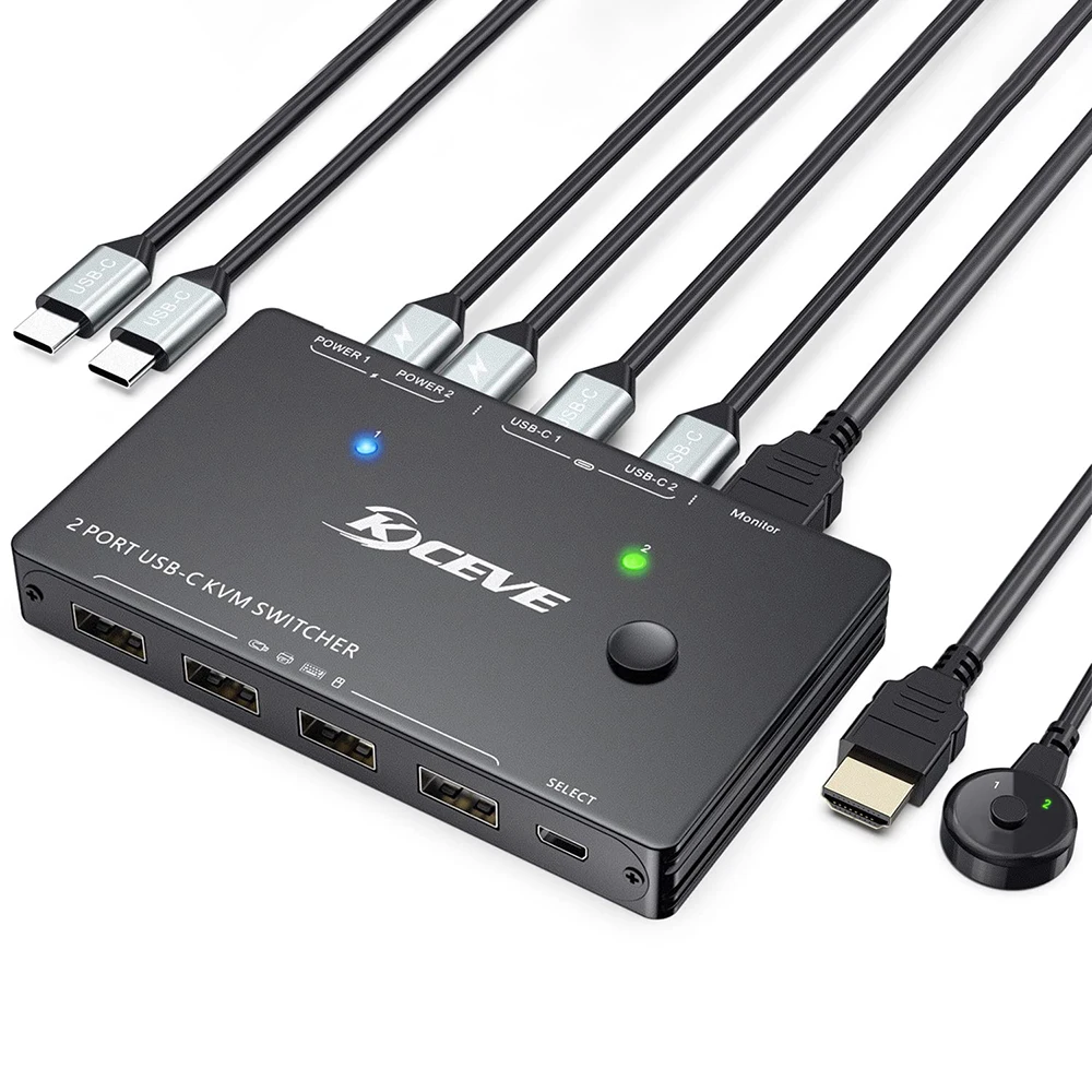 

4 порта HDMI-совместимый KVM-переключатель двойной монитор 4K @ 60 Гц Расширенный дисплей USB KVM-переключатель 2 компьютерная клавиатура мышь монитор