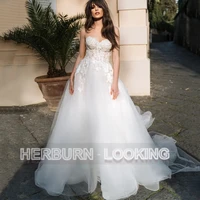 herburnl vestidos de novia princess strapless backless elegant bride wedding gown 2022 floor length lace appliques