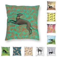 nordic style sihthound greyhound flowers art cushion cover velvet dog pillow case for car square pillowcase for sofa home decor