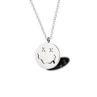 women punk smiley face necklace gothic style hip hop chain smile pendant necklace for men girl neck chain couple streetwear gift