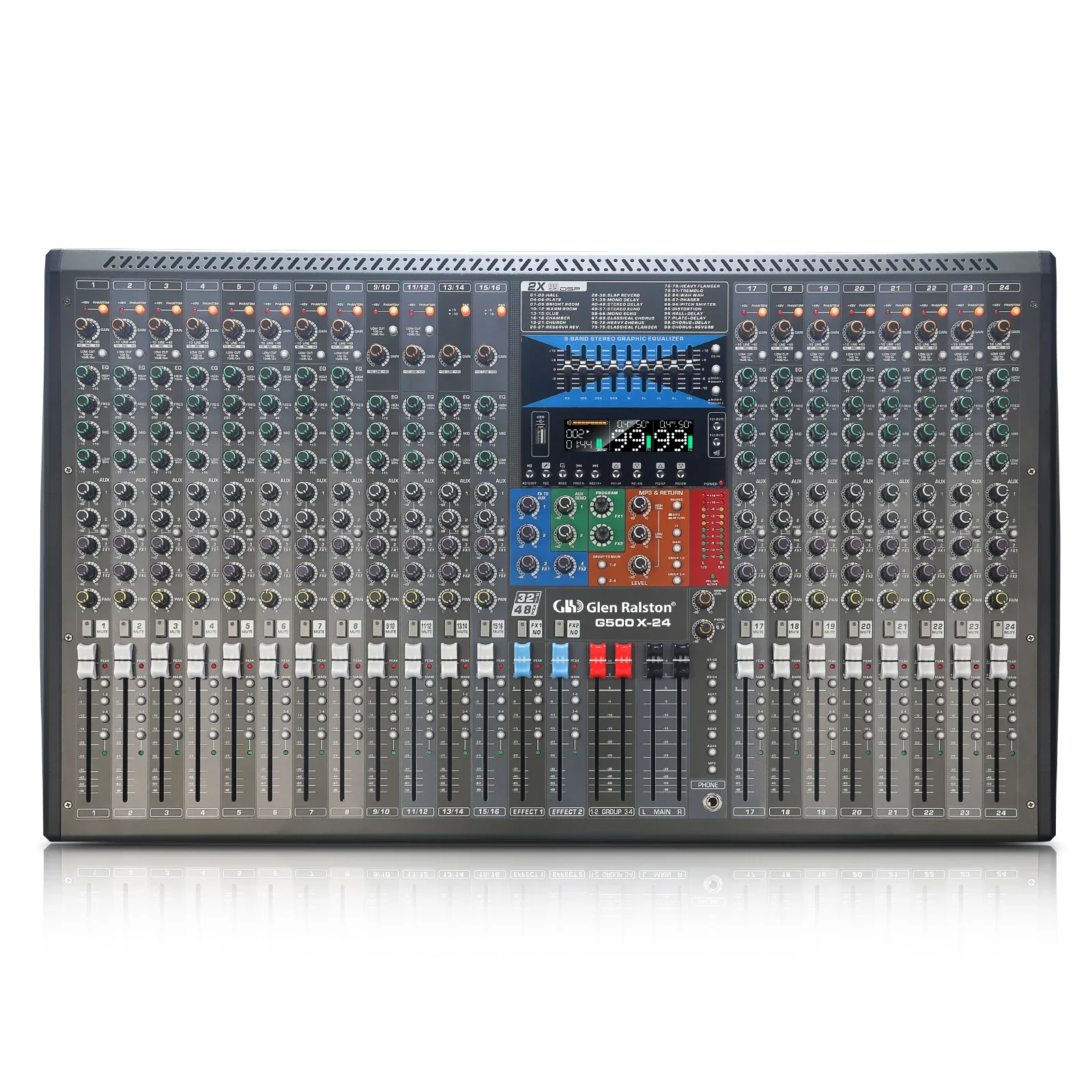 G500X-24channels Professional Audio Console Mixer With Double 99 Digital Effects 4 Group USB Recording Bluetooth Performance