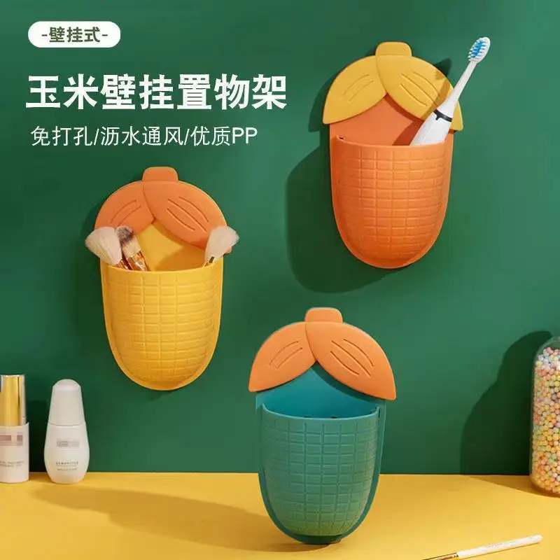 

Creative corn air conditioner TV remote control rack home bedside free punching wall-mounted storage box