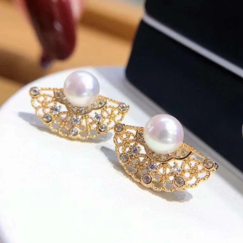 

Винтажные висячие серьги NXMZH в форме веера для женщин ручной работы с пресноводным жемчугом медные серьги ювелирные изделия свадебный пода...