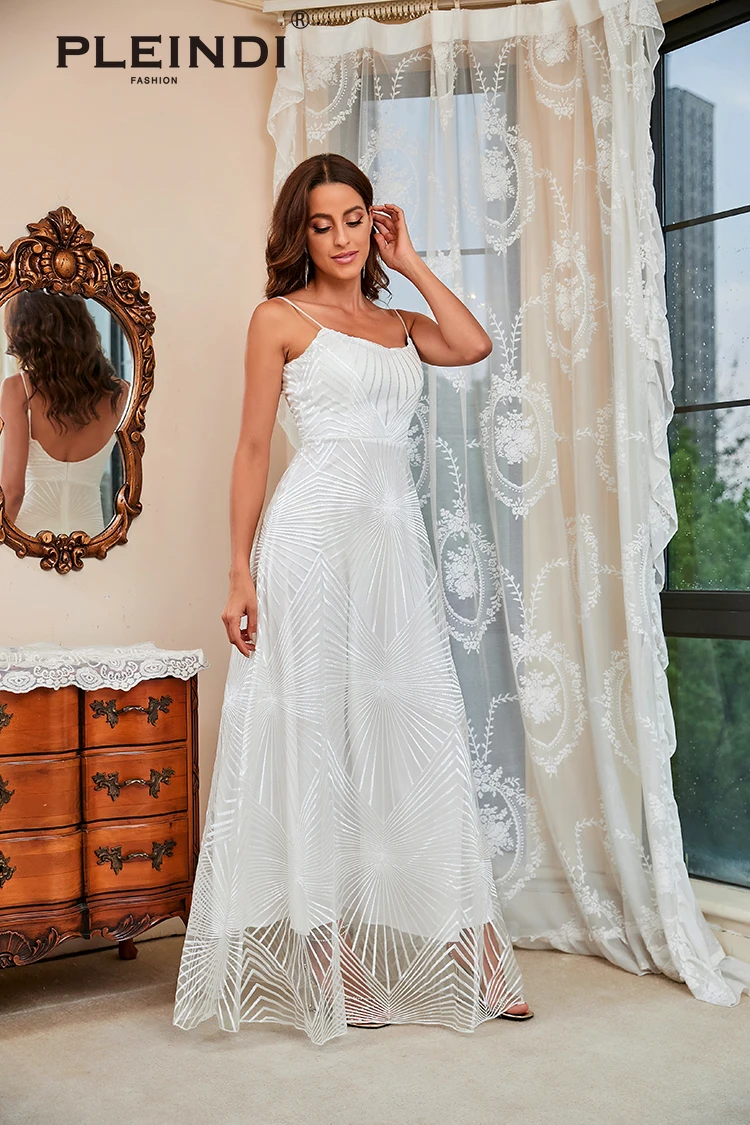 PLEINDI Luxury Evening Dresses Square Collar Spaghetti Strap A-shaped Floor-Length Chiffon 2022 New of Exquisite Prom Dress Wome