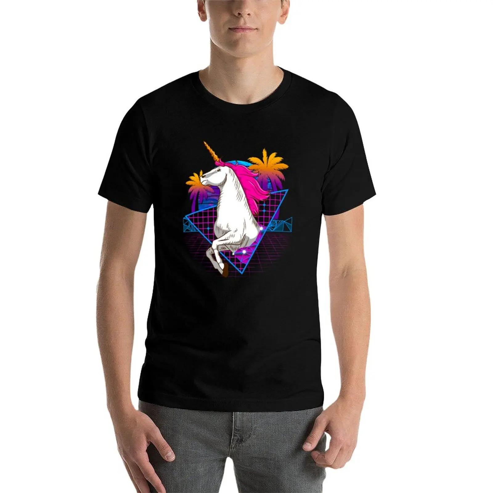 Уличная футболка Unicorn Outrun Vaporwave/Synthwave одежда больших размеров винтажные футболки
