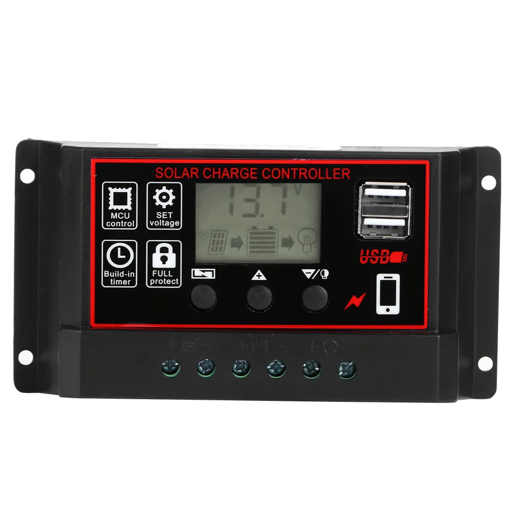

12V 24V Solar Photovoltaic Meter Intelligent Digital Display Controller USB 5V 60A