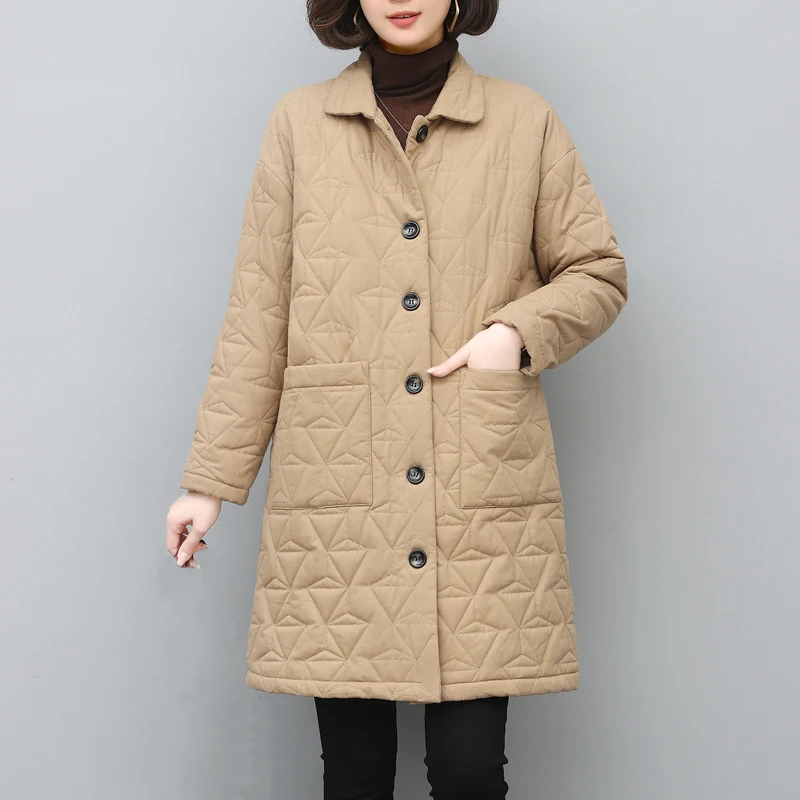 

Winter Clothes Women Jacket Thick Parkas Coat Button Vintage Fashion Outwear Pocket Plush Coats Warm Ladies Jackets
