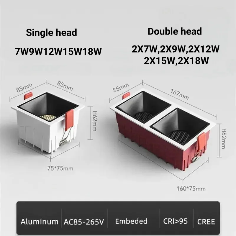Светодиодный потолочное утопленное пятно 9W12W15W18W для освещения дома гостиной