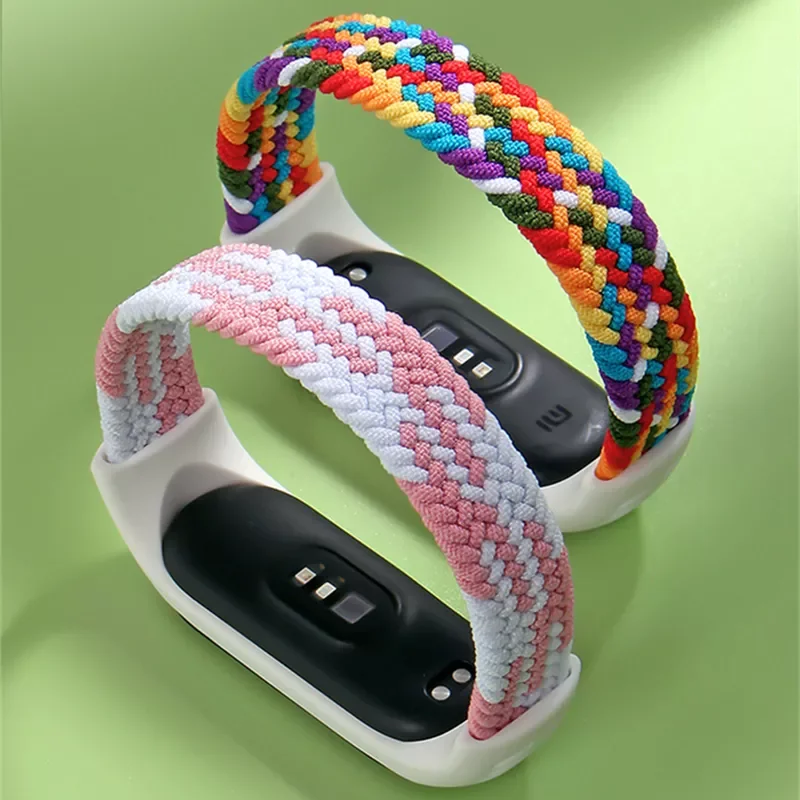 

For Mi Band 6 5 4 3 Strap Braided Nylon Loop Wristband Elastic Bracelet Miband6 Miband5 Replacement Strap For Mi Band 6 5 NFC