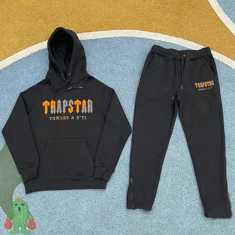 

Black Fleece Trapstar Hoodies Orange Gradient Towel Embroidery Sweatpants Hiphop Street Sweatshirts Set Track Suit