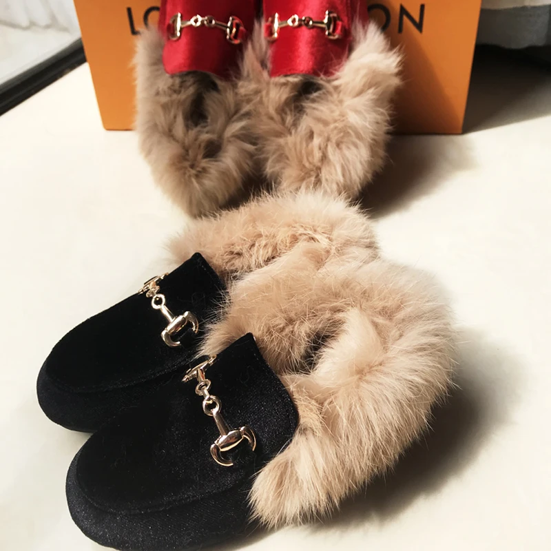 Winter Kids Fur Princess Shoes Baby Girls Velvet Brand Flats Children Slip On Shoes Toddler Fashion Dress Loafers Boys Moccasin images - 6