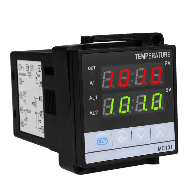 

2in1 Relay + SSR Output PID Thermostat Temperature Controller ℃/℉ for Universal Input K,E,J Thermocouple Pt100 85-265VAC
