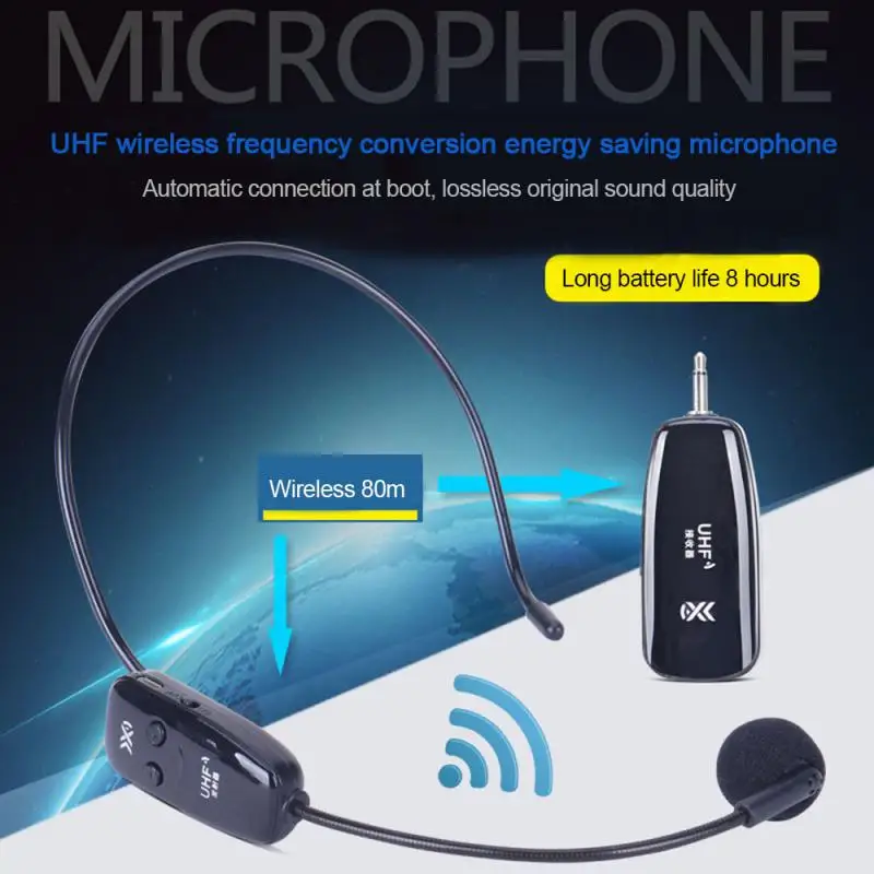 

2.4G Wireless Microphone Megaphone Headset Mic for Speaker Teaching Guide BG