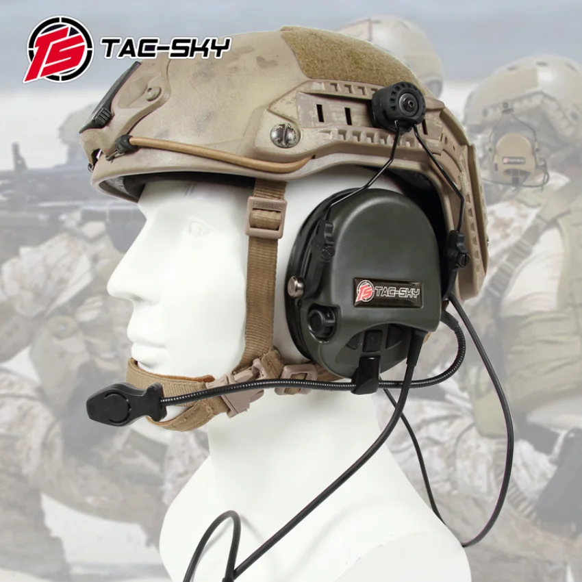 TS TAC-SKY TEAHEADSET Hi-Threat Tier 1 Tactical Helmet ARC Track Adapter Stand Version Noise Cancelling Walkie Talkie  Headset