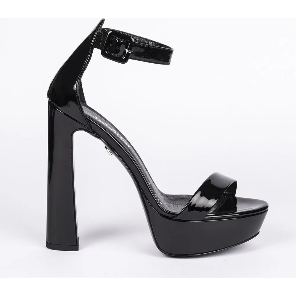 

Dorlie Desire Black Patent Leather Platform Heels Shoes