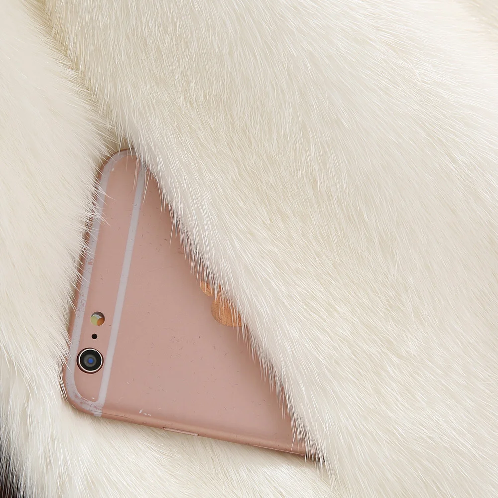 ICCLEK 2020 new Haining mink coat women's whole mink hooded fur medium long mink coat off-season special fur