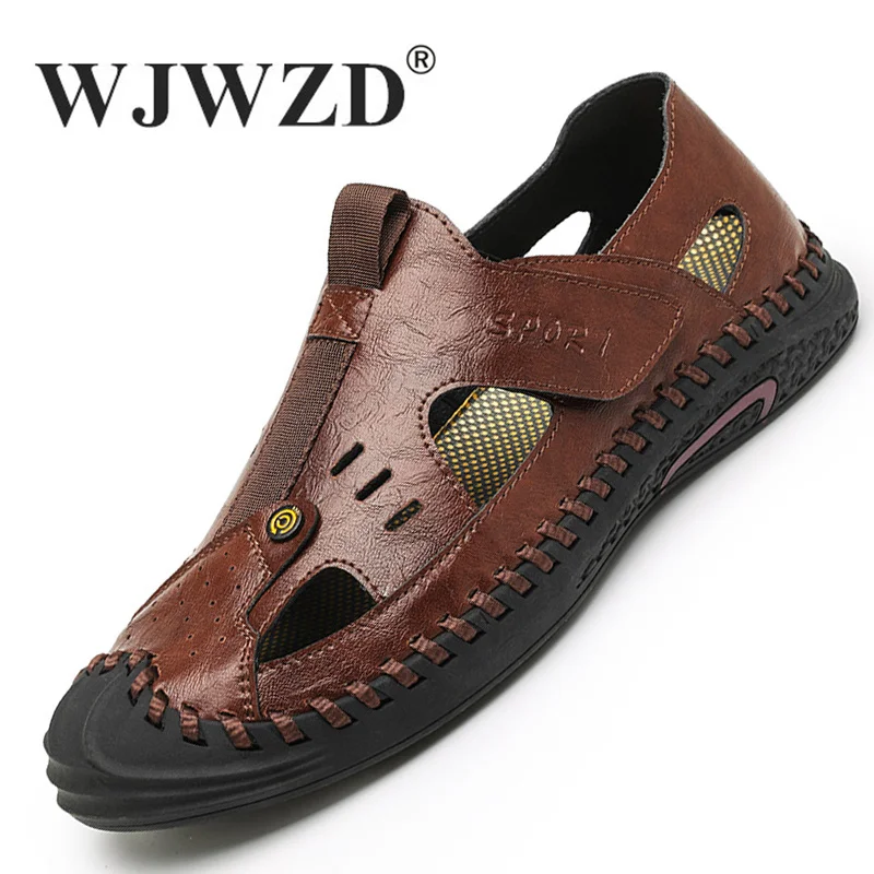 

Summer Leather Sandals Men Breathable Outdoor Men Sneakers Designer Casual Slippers Slip-on Men Beach Sandals Zapatillas Hombre