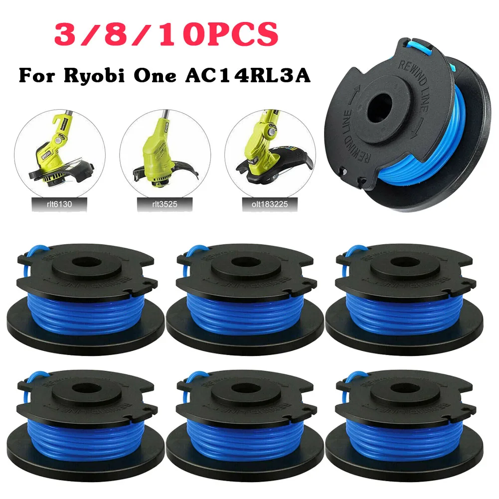 

3/8/10pcs String Trimmer Spool Replacement For Ryobi One Plus AC14RL3A 18V 24V 40V 11Ft Auto Feed Cordless Weed Eater Spool Line
