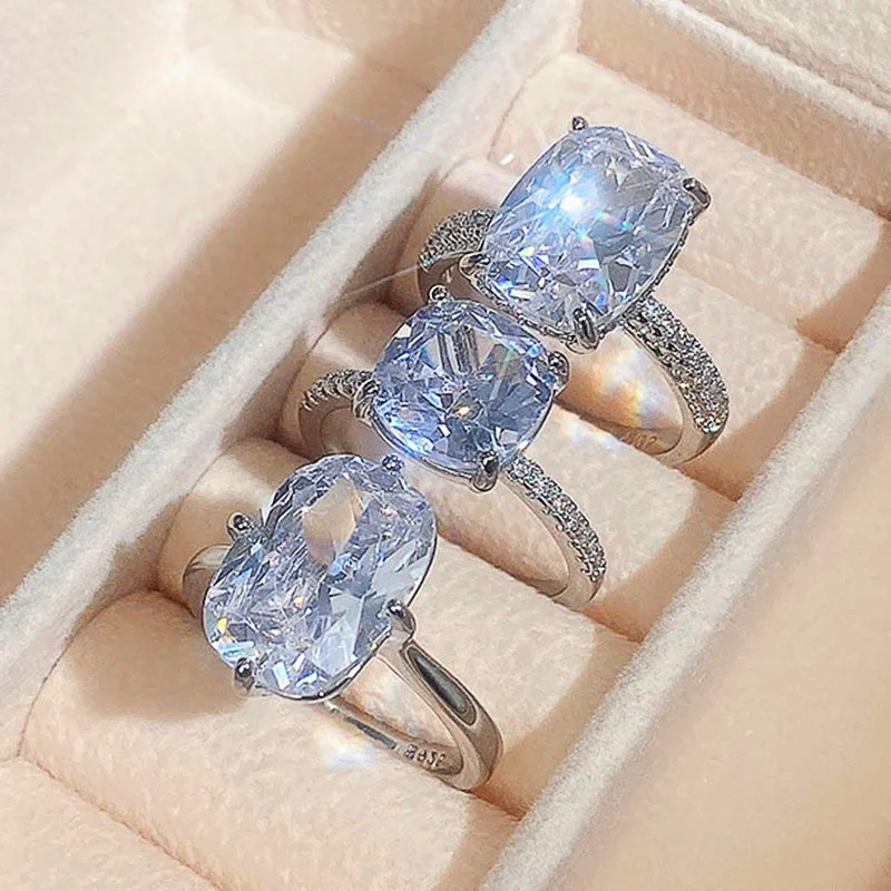 

Engagement Wholesale Rings for Women Crystal Korean Style Simple Fashion Vintage Micro Pave Jewelry Wedding Bands Accessories