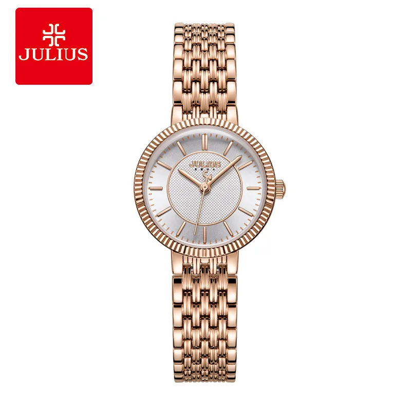 JULIUS Bracelet with Business Women's Watch Waterproof Quartz Elegant Sun Pattern High Quality Wrist Watch Rose Quartz Bangle