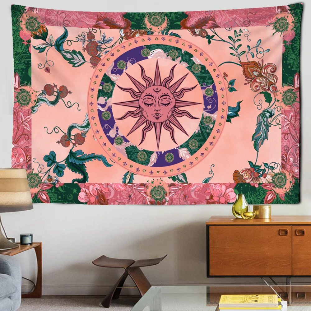 

Sun Burning Vine Tapestry Wall Hanging Bohemian Hippie Witchcraft Mandala Aesthetic Dorm Room Home Decor Tapiz Pared Tela Grande