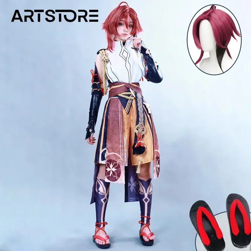 Игра Genshinimpact Shikanoin Heizou Косплей Костюм Парик Полный комплект с аксессуарами для