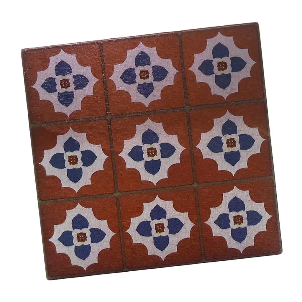 

1:12 Wine Red Floor Tiles Sheet Dolls House Ornaments Wooden