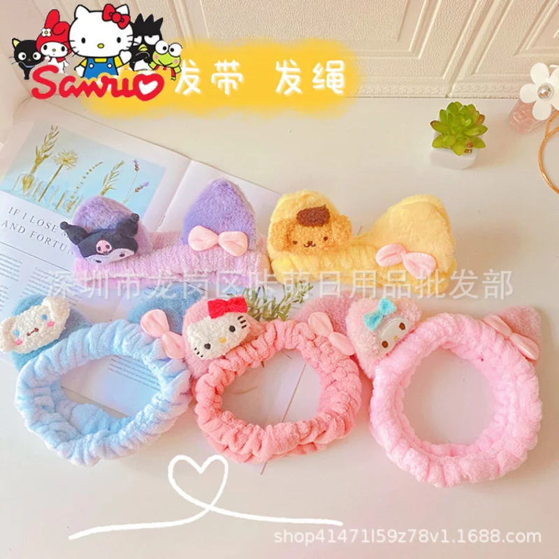 

Sanrio Melody Kuromi Hello Kitty Cinnamoroll Pochacco Headband Head Cover Makeup Face Wash Hair Card Dog Hair Strap Headgear