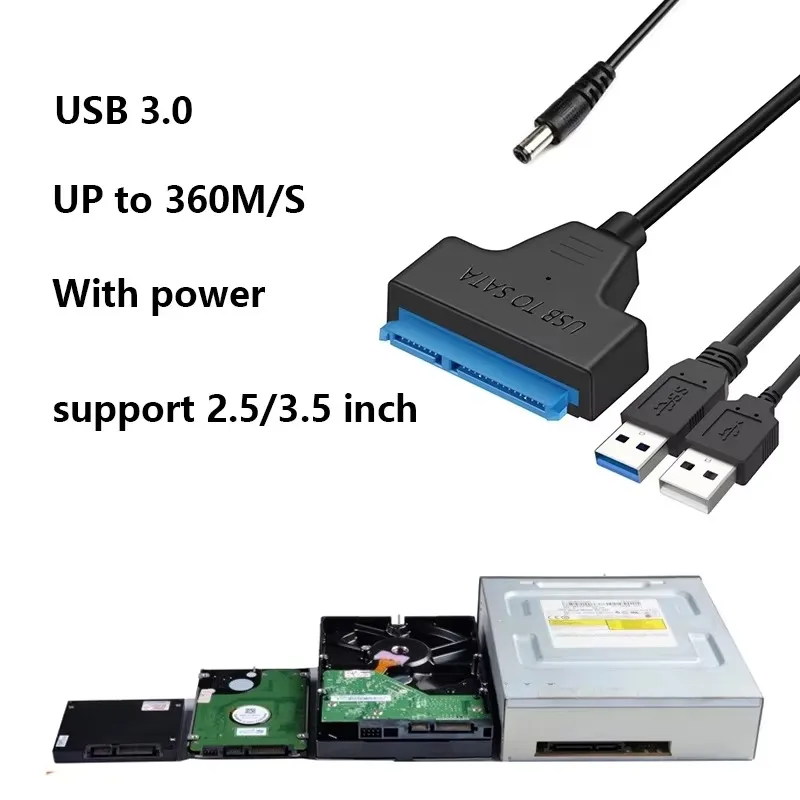 Фото Кабель-конвертер USB3.0 в SATA Жесткий диск HDD SATA в USB 3.0 SATA Устройство чтения жестких дисков для 3,5/2,5-дюймового жесткого диска/SSD с 12 В/2 А №4