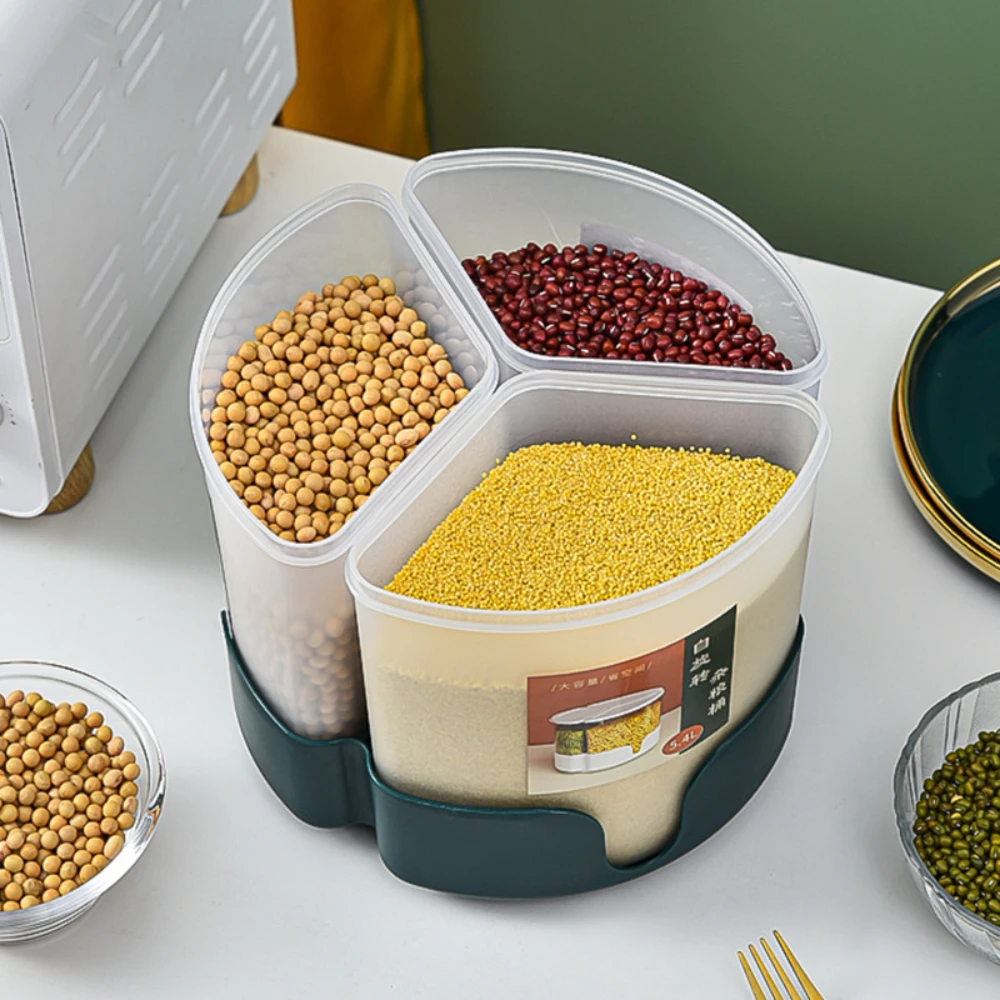 

style grid rotating rice bucket insect-proof moisture-proof rice beans storage box household multi-function rotating cereal can