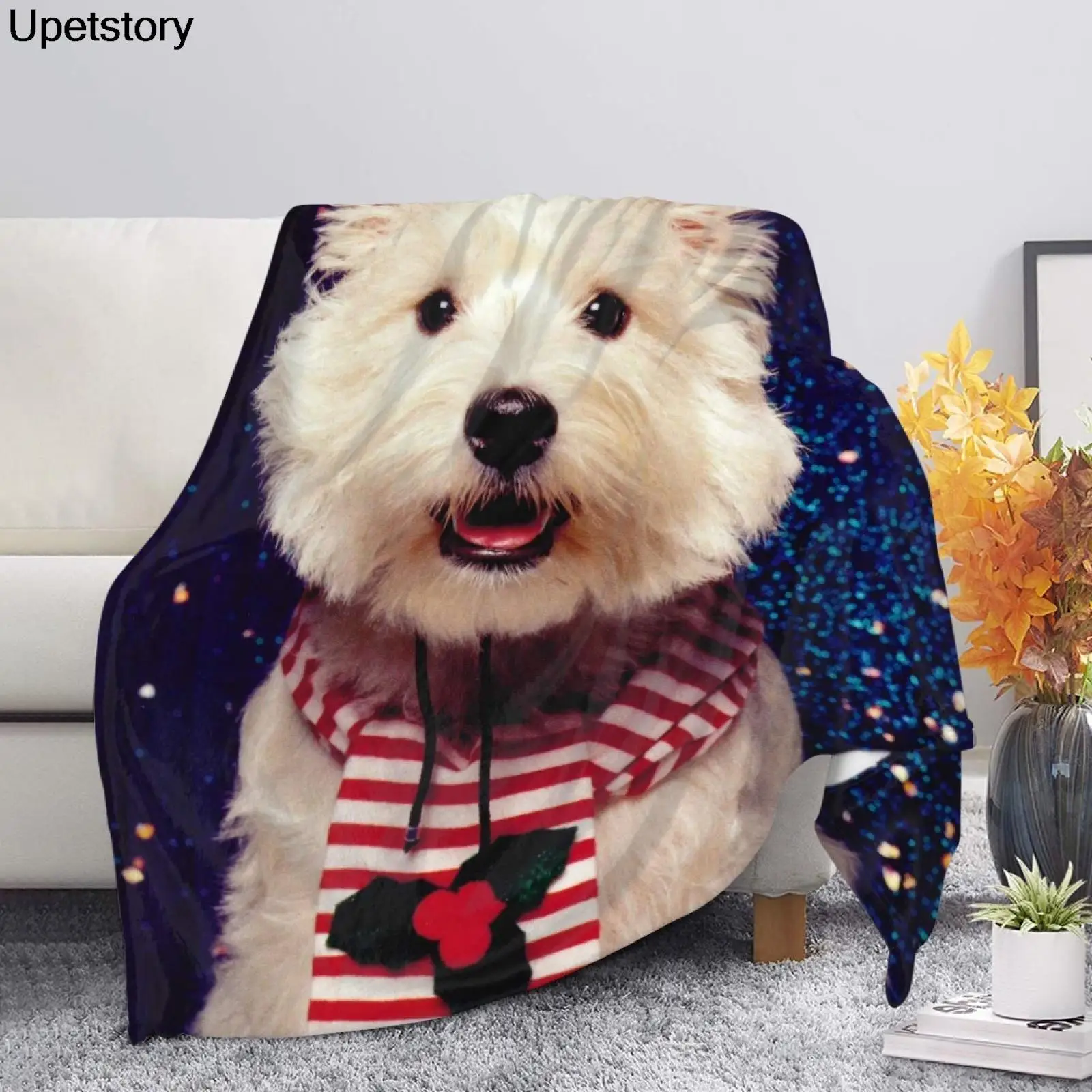 

Upetstory Lovely Westie Design Squishmallow Warm Blankets Bedroom Comfort Bedding Household Plush Blanket Bedroom Decoration