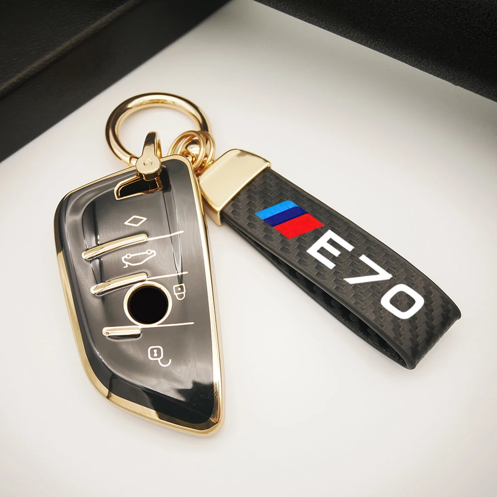 

Fashion TPU Car Remote Key Case Cover 4S High-Grade Carbon Fiber Leather for BMW E70 E71 E72 E81 E82 E83 E86 E87 Car Accessories