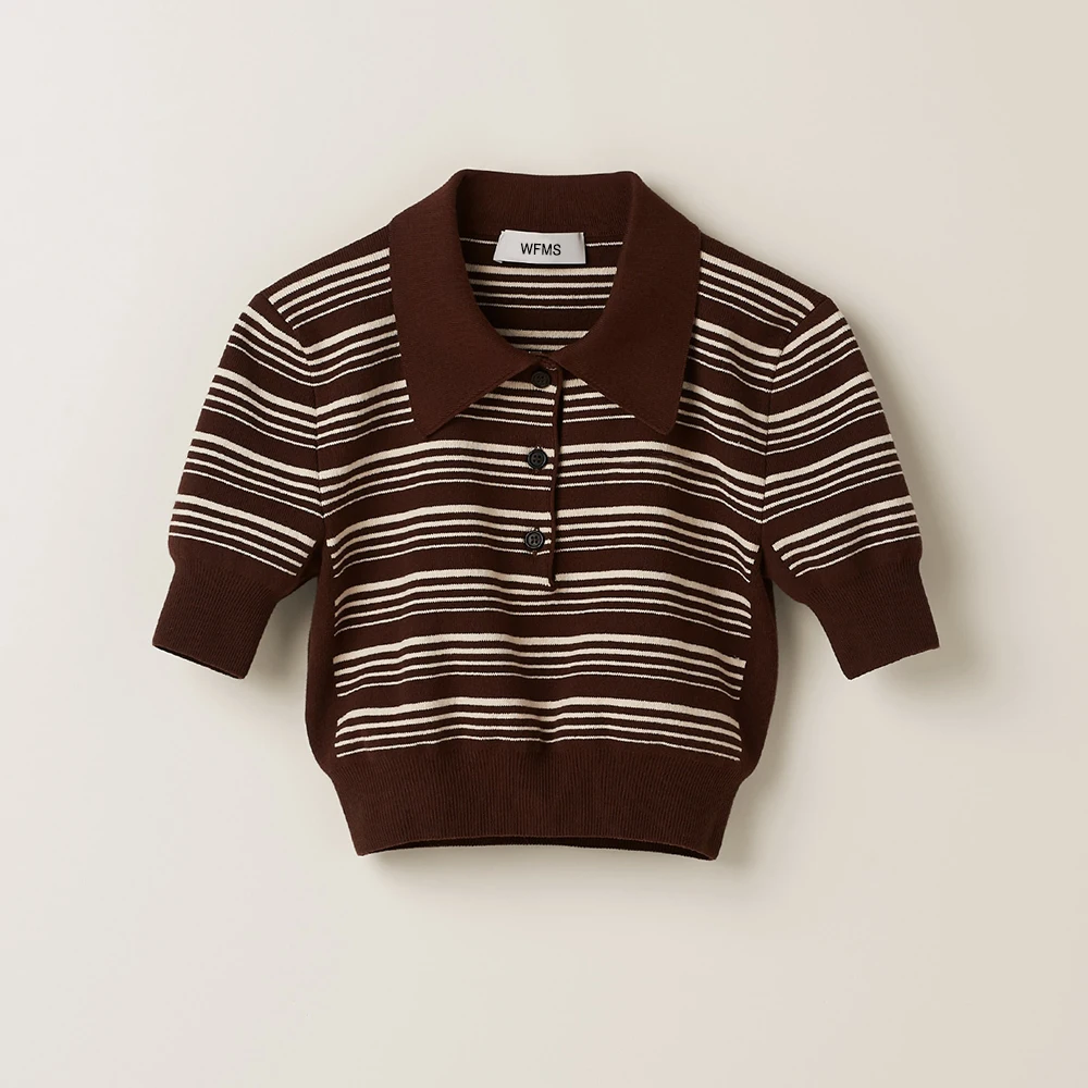 

MS Tobacco Cotton Knit Polo Shirt #wfms6435