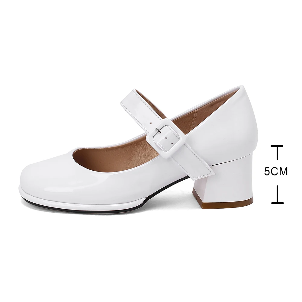 Spring High Heels Women Shoes 2023 New Thick Mary Janes Lolita Pumps Fashion Ladies PU Leather Sandals Casual Black Zapatillas
