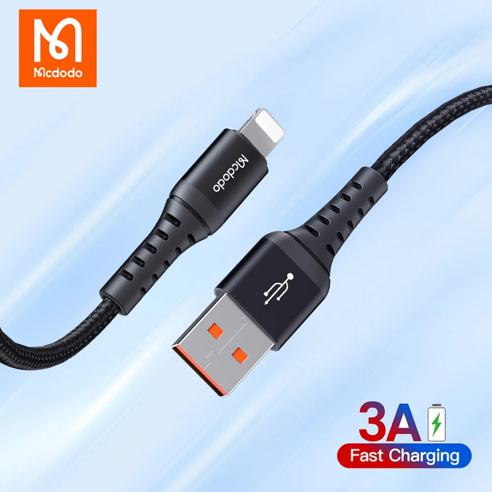 

Mcdodo 3A USB A to lightning PD Fast Charging Data Cable For iPhone 14 13 12 11 8 7 X Xr Xs Nylon Braided Mobile Phone Data Line