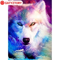 gatyztory the wolf animals diy painting by numbers with frame hand painted acrylic wall art picture oil painting unique gift 60x