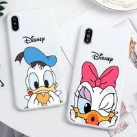 disney donald duck daisy duck phone case for iphone 13 12 11 pro max mini xs 8 7 6 6s plus se 2020 xr candy white silicone cover