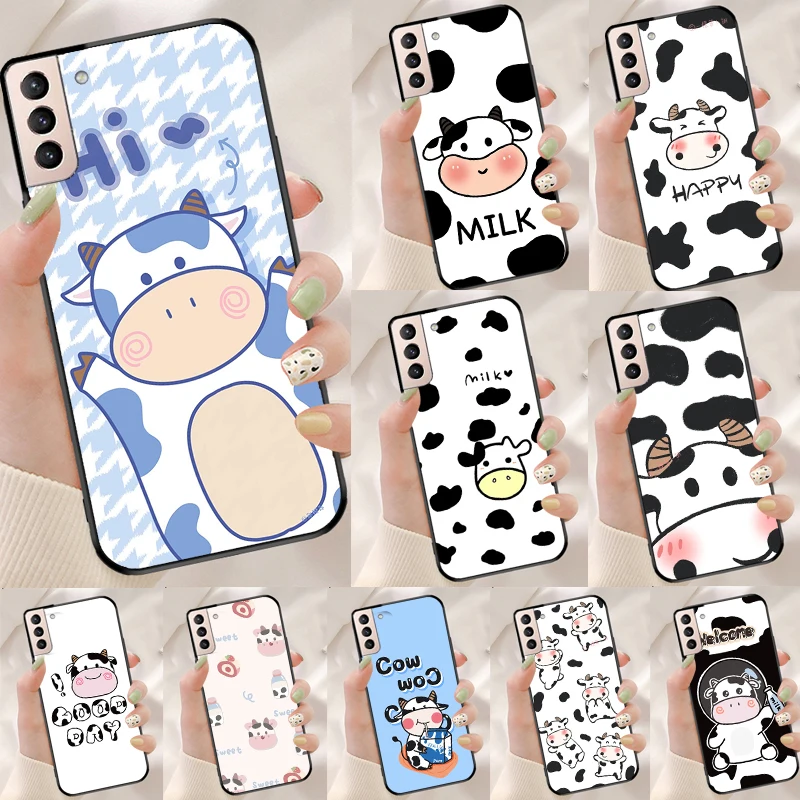 Milk Cow Skin Print Luxury Cover For Samsung Galaxy S22 Ultra S21 S20 FE S8 S9 S10 Plus Note 10 Note 20 Ultra Case