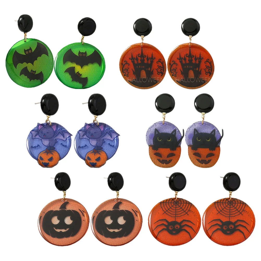 

6 Pairs Halloween Ear Studs Statement Earrings Womens Ear Jewelry Decoration Stud Earrings