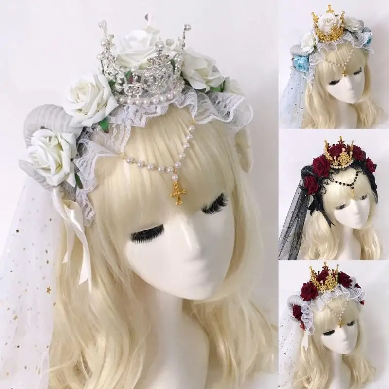 97QE Sheep Horn Gothic Headdsd